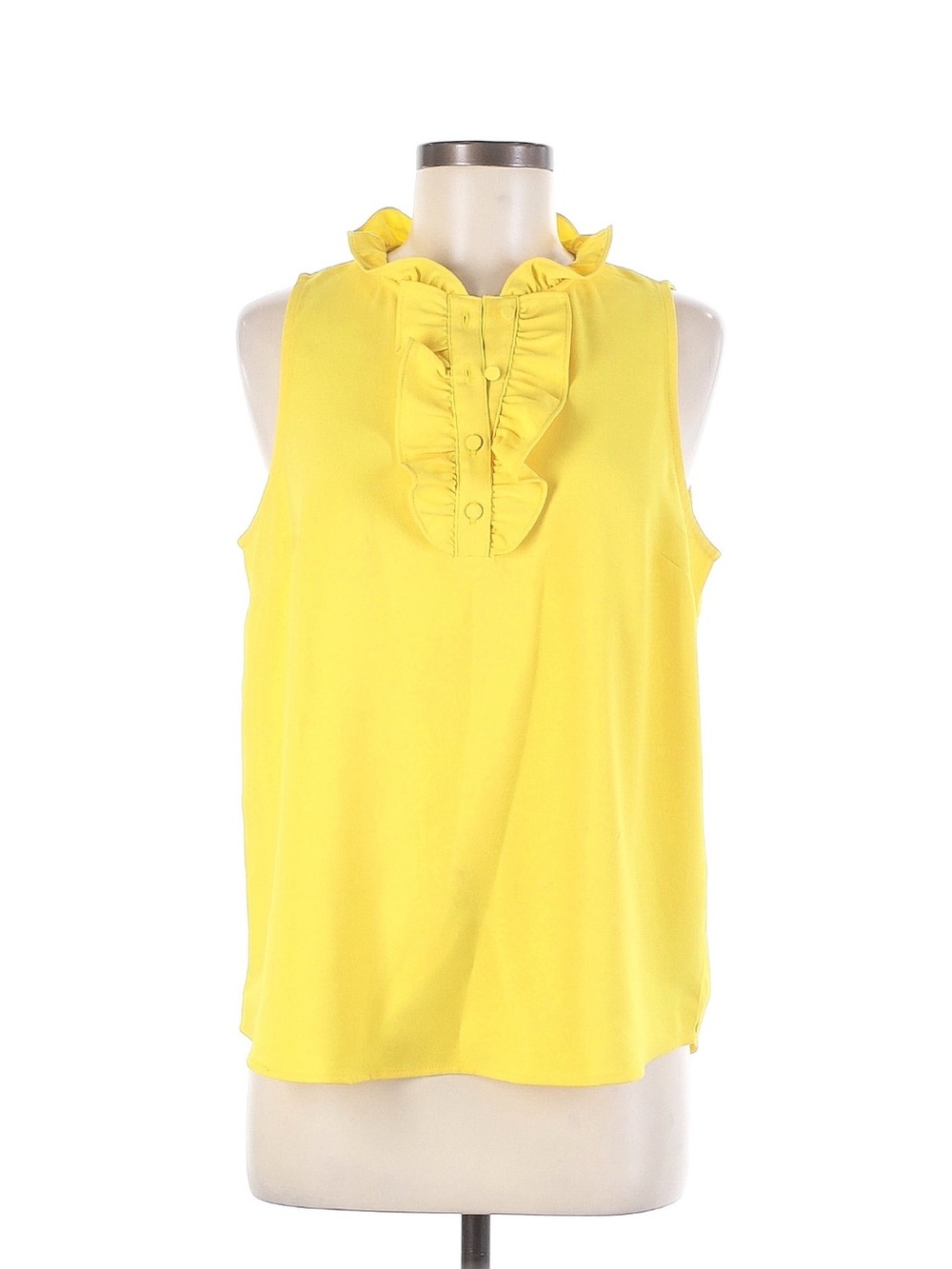 J crew Yellow Ruffle Neck Sleeveless Blouse